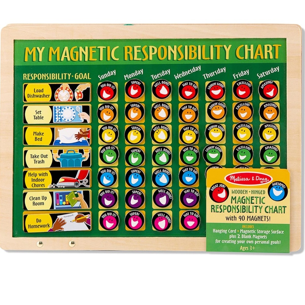 Melissa & Doug Green Magnetic Responsibility Chart with Colorful Reward Magnets